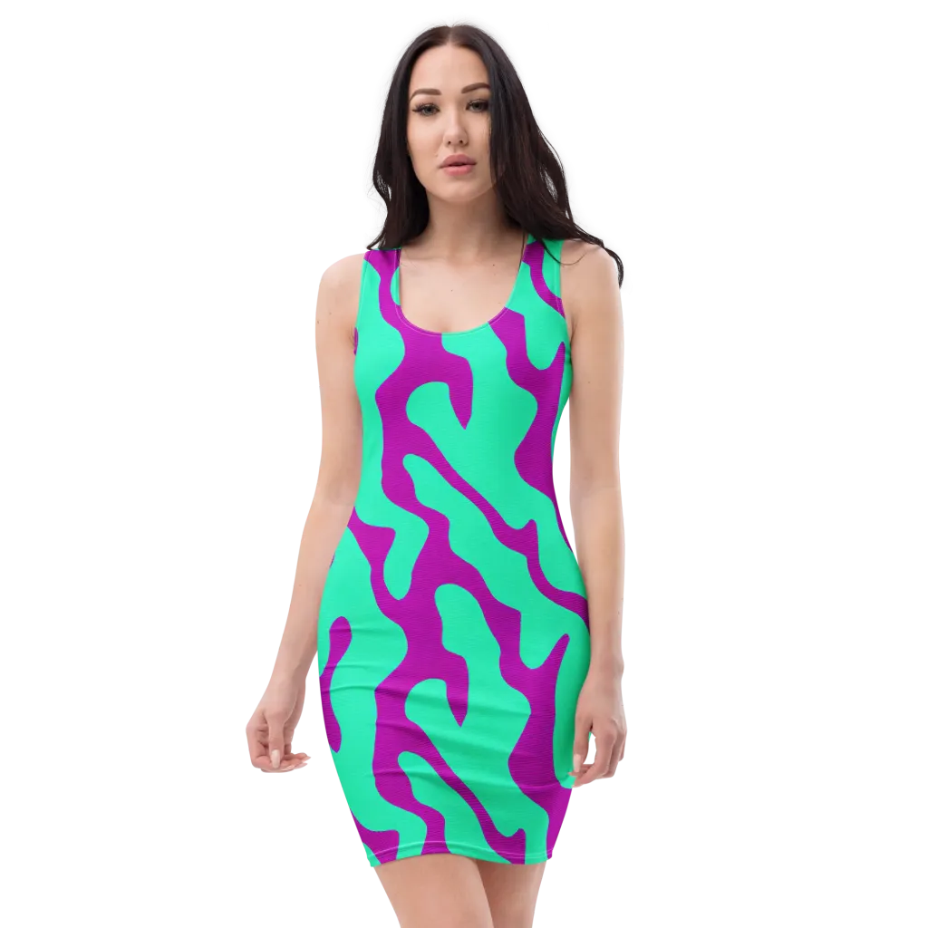 Aqua Voltage on Bodycon Dress — Front