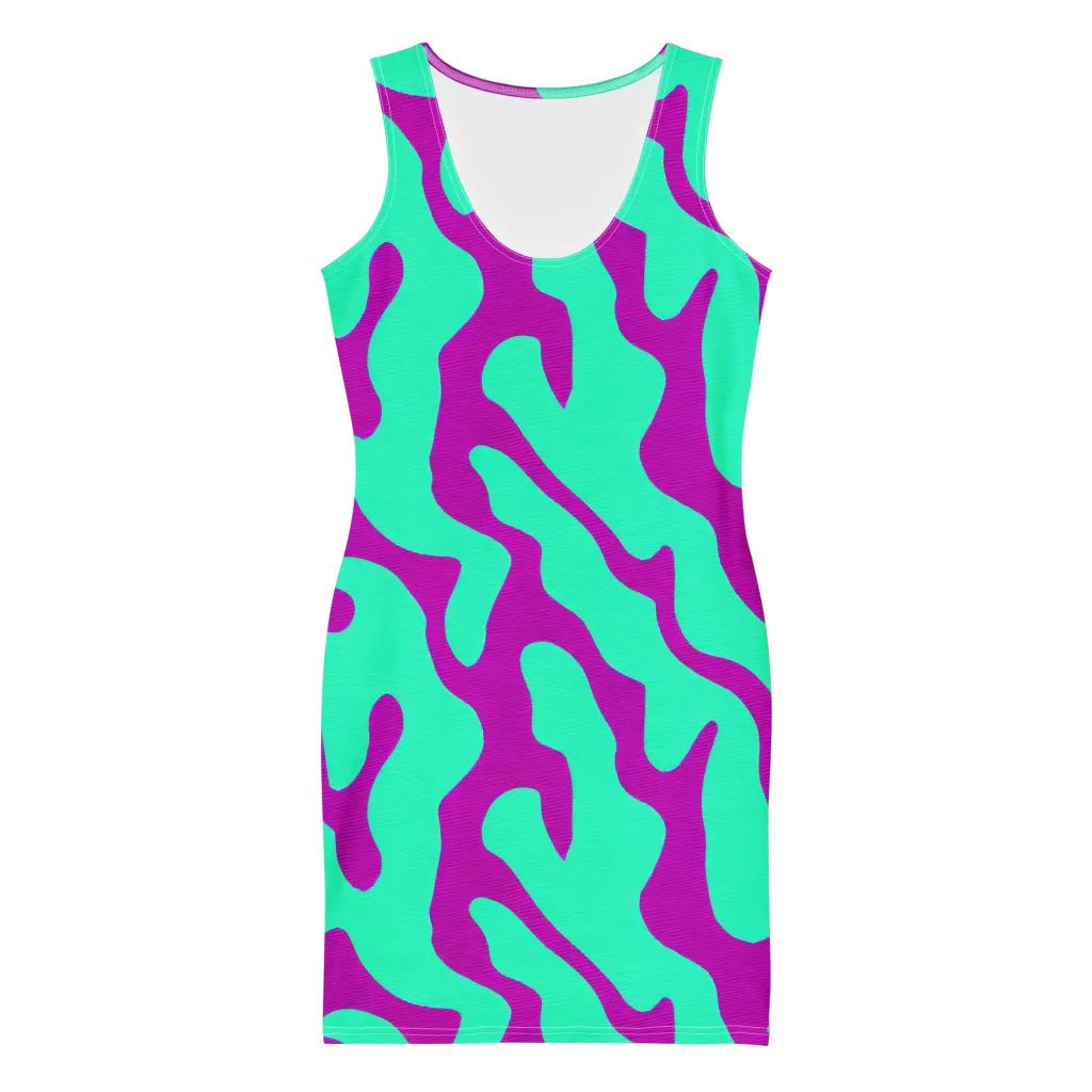 Aqua Voltage on Bodycon Dress — Front