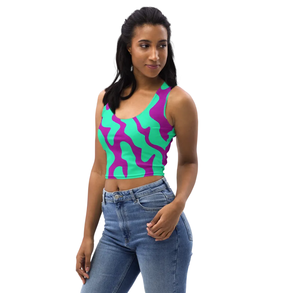 Aqua Voltage on Crop Top — Left Front