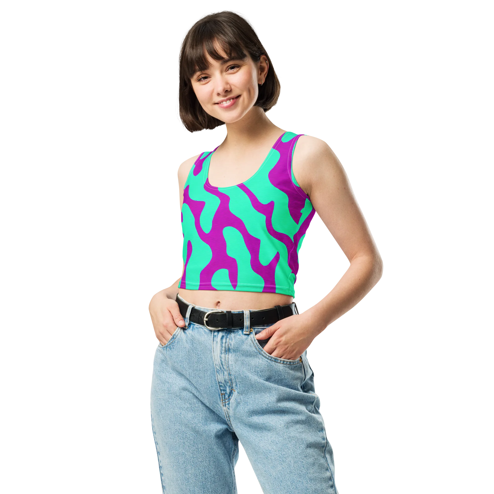 Aqua Voltage on Crop Top — Front
