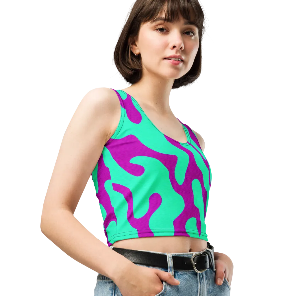 Aqua Voltage on Crop Top — Right Front