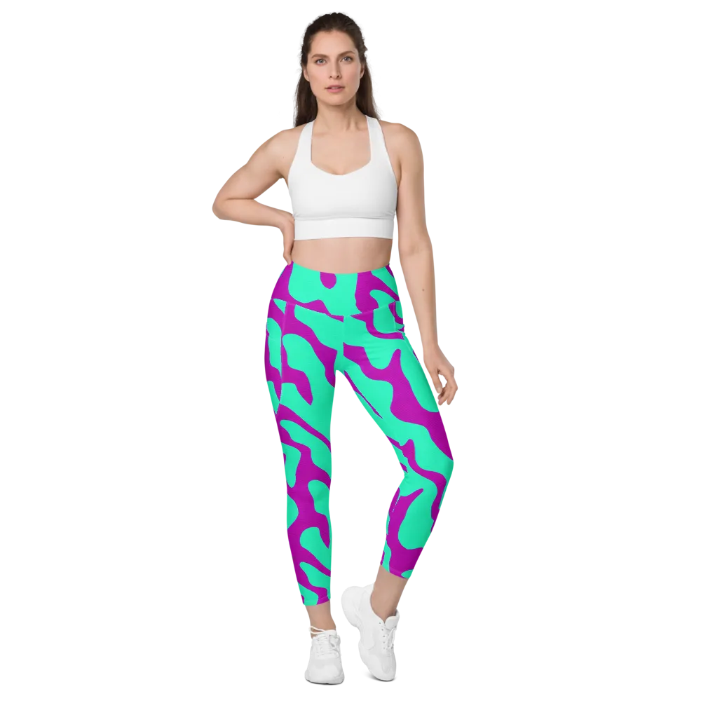 Aqua Voltage on Leggings with Pockets — Front