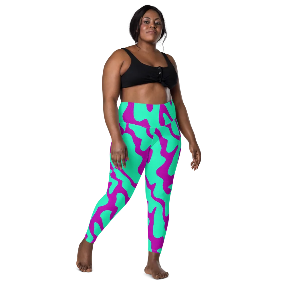 Aqua Voltage on Leggings with Pockets — Front