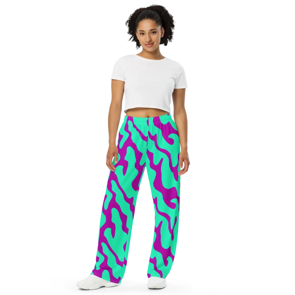 Aqua Voltage on Wide-Leg Pants — Front