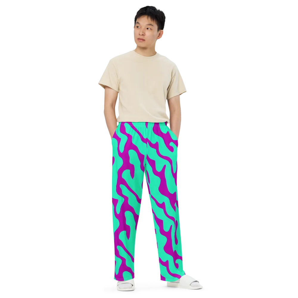 Aqua Voltage on Wide-Leg Pants — Front