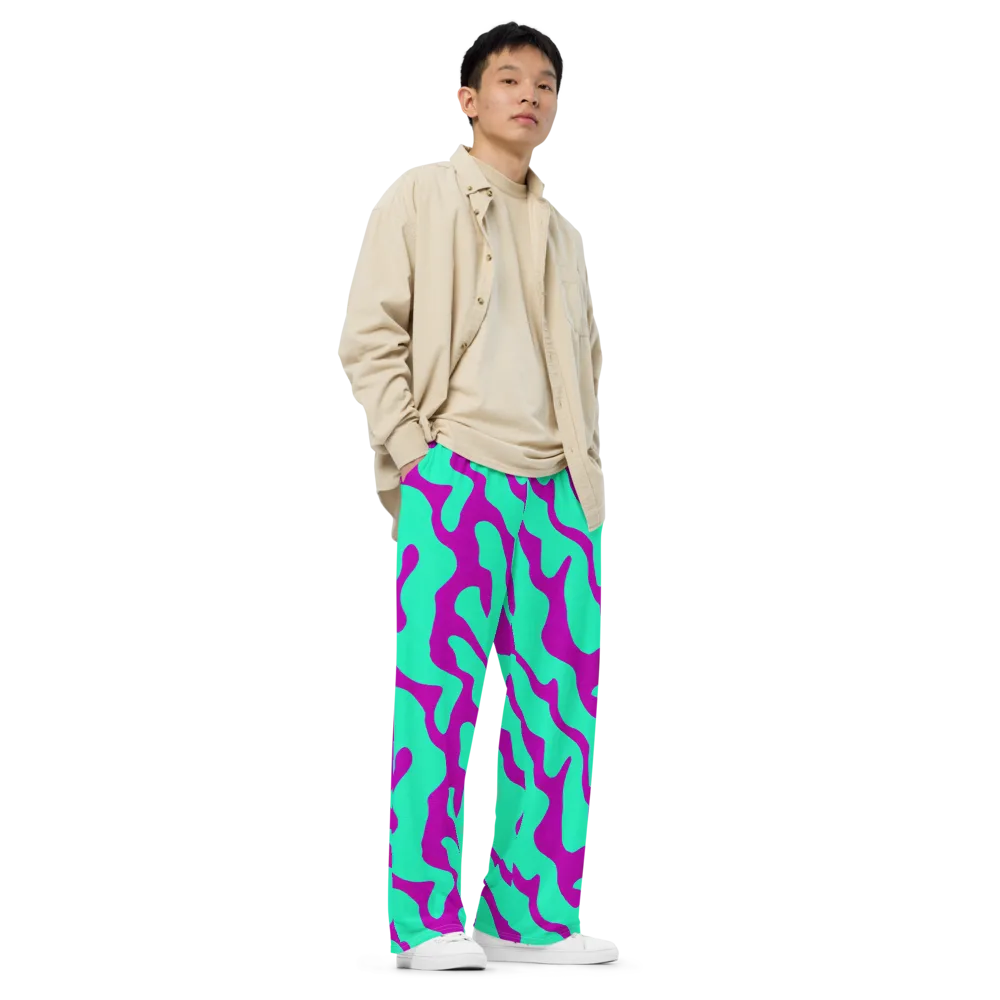 Aqua Voltage on Wide-Leg Pants — Right Front