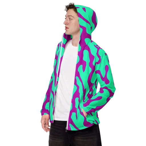 Aqua Voltage on a Men's Windbreaker