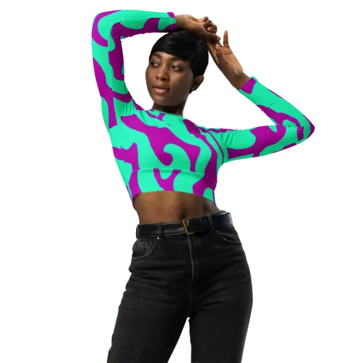 Aqua Voltage on a Long Sleeve Crop Top
