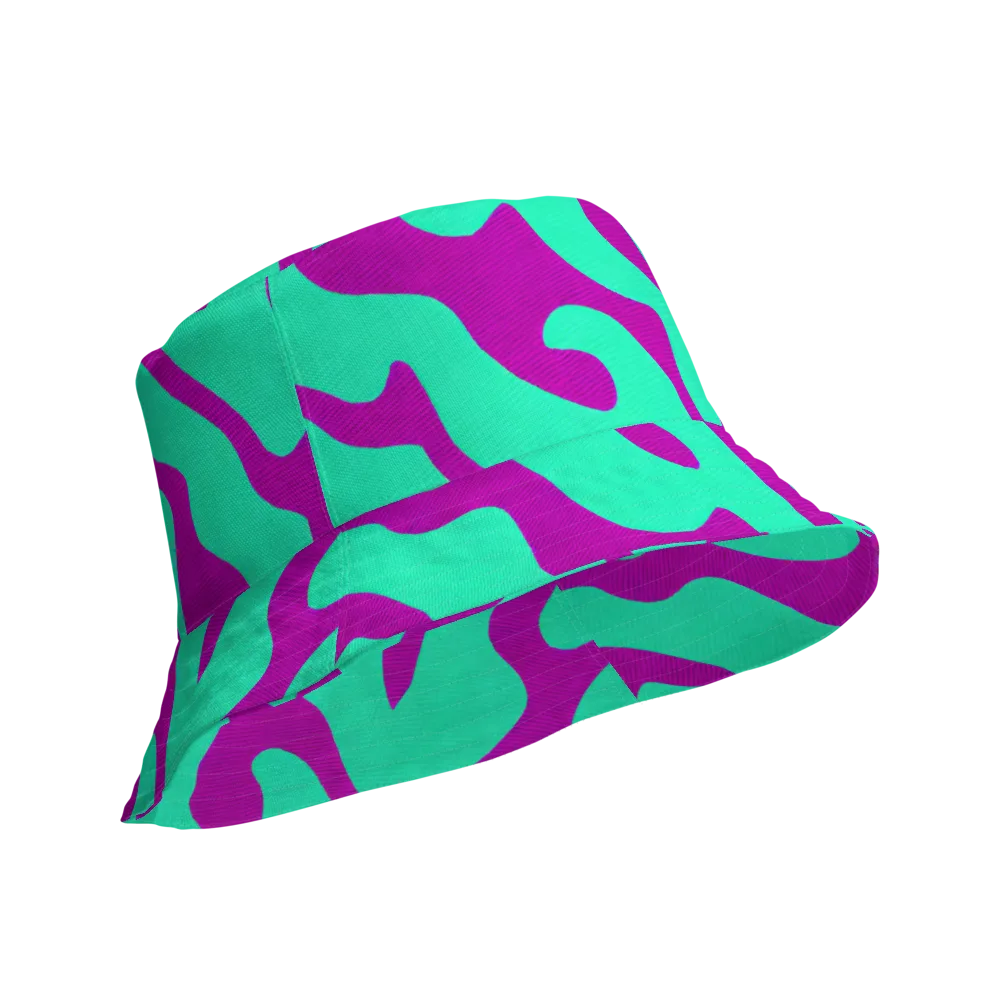Aqua Voltage on Reversible Bucket Hat — Product details Outside