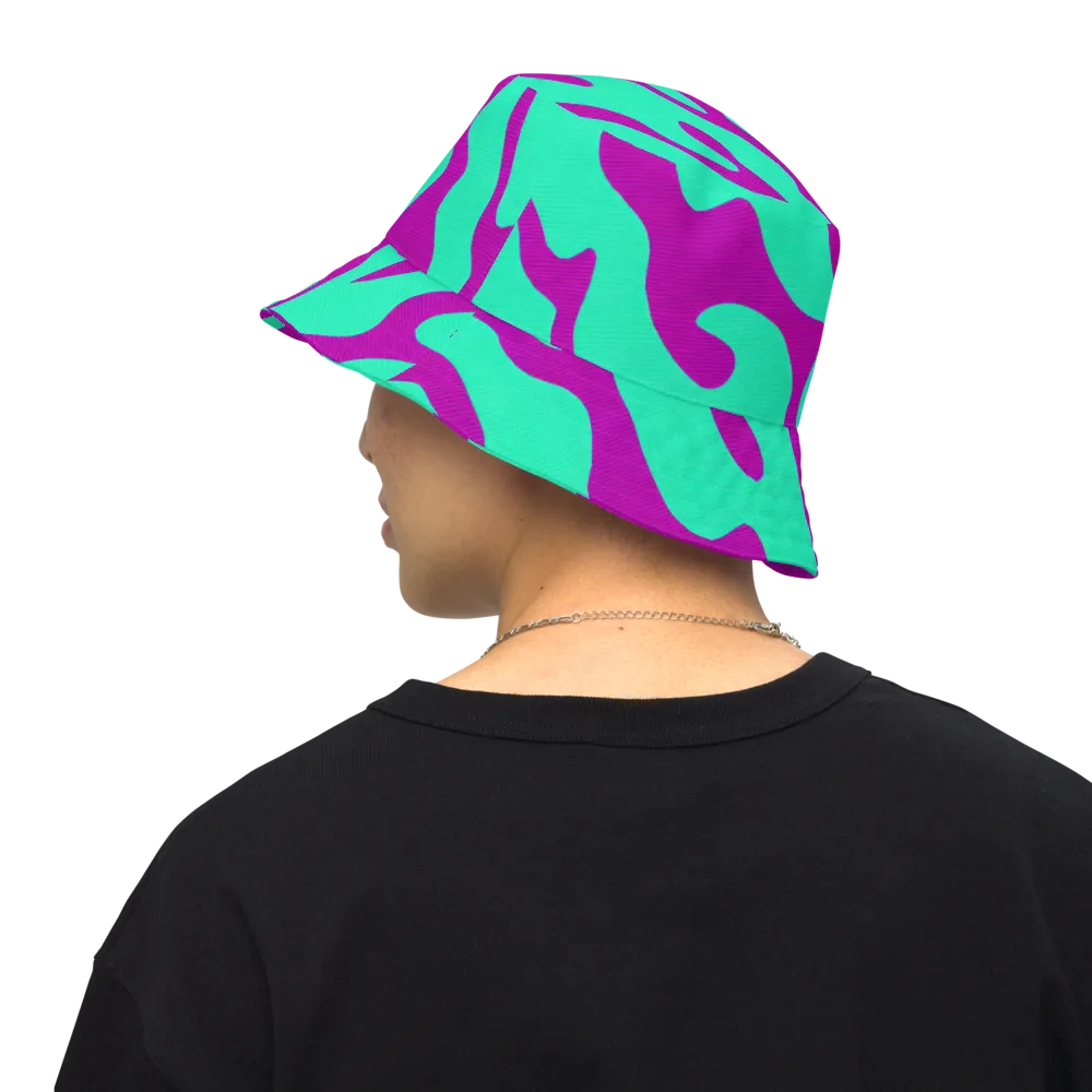 Aqua Voltage on Reversible Bucket Hat — Back Inside