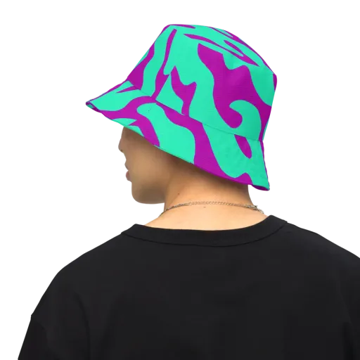 Aqua Voltage on a Reversible Bucket Hat
