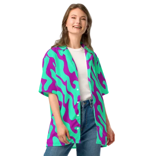 Aqua Voltage on a Button Shirt