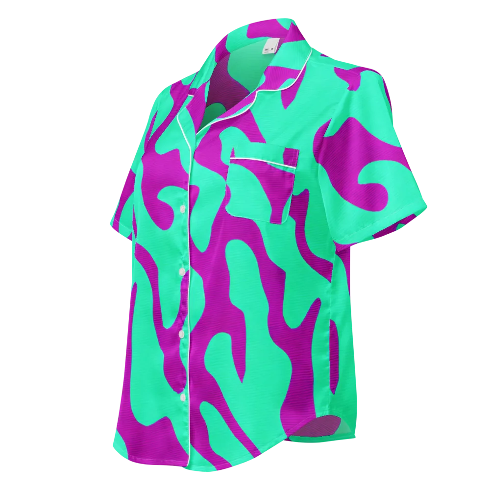 Aqua Voltage on Women's Short Sleeve Pajama Top — Left Front