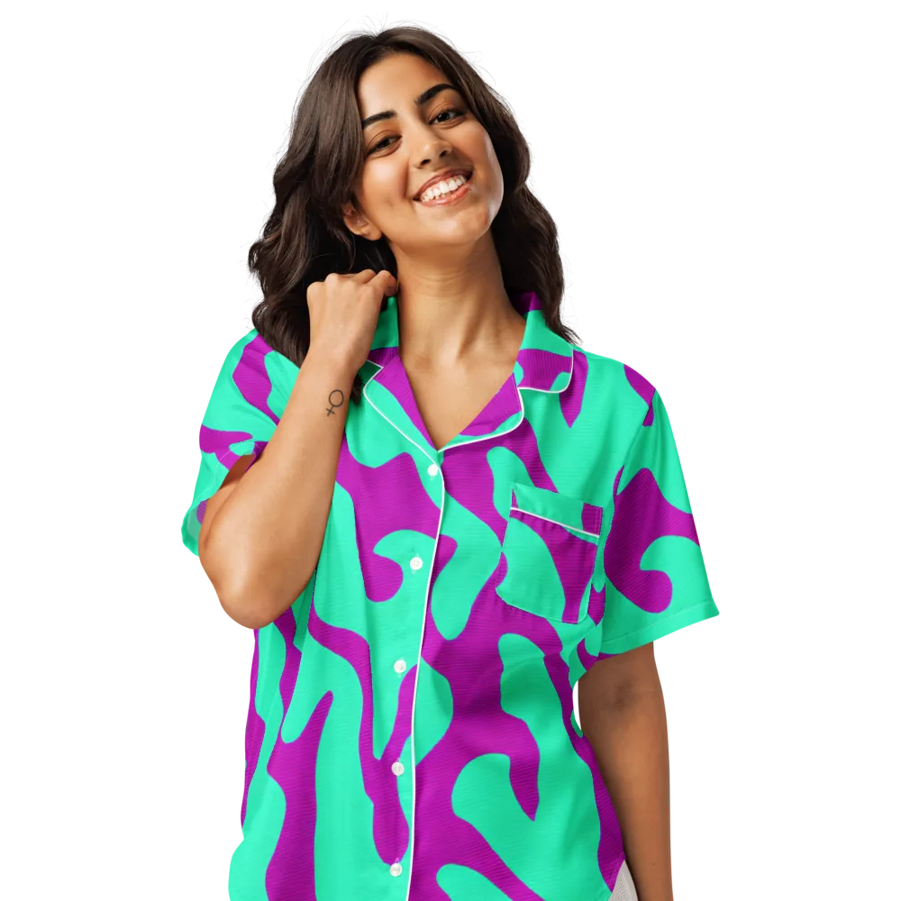 Aqua Voltage on Women's Short Sleeve Pajama Top — Front