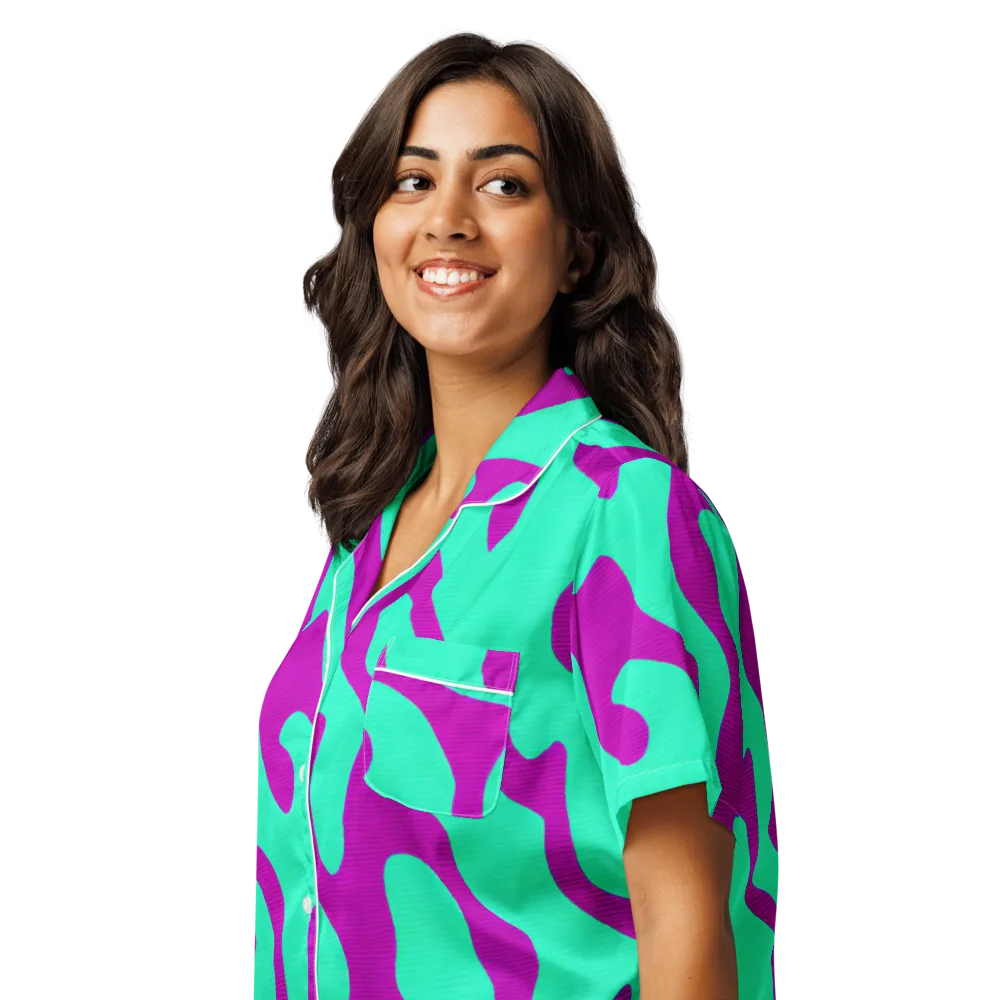 Aqua Voltage on Women's Short Sleeve Pajama Top — Left Front