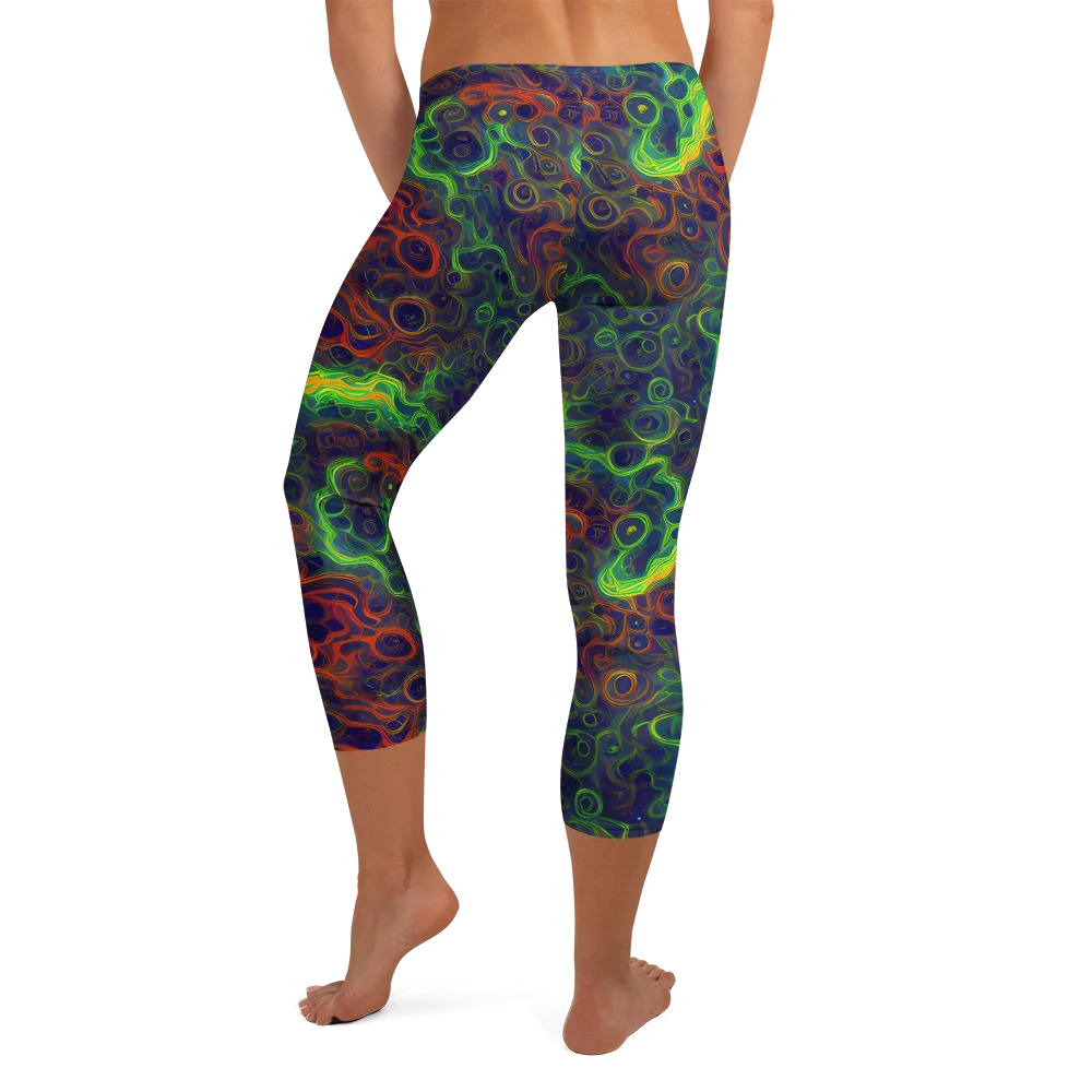 Cobalt Swirl on Capri Leggings — Back