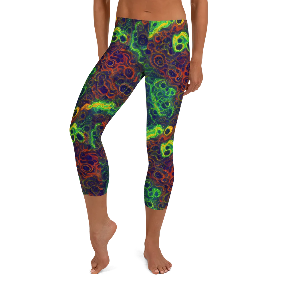 Cobalt Swirl on Capri Leggings — Front