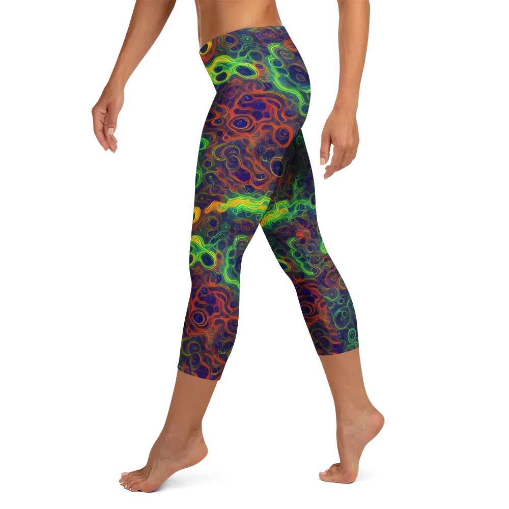 Cobalt Swirl on Capri Leggings — Left