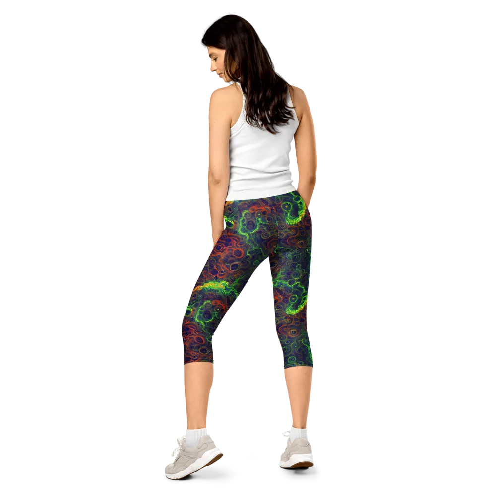 Cobalt Swirl on Capri Leggings — Back