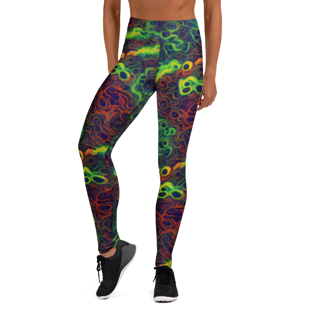 Cobalt Swirl on Yoga Leggings — Front