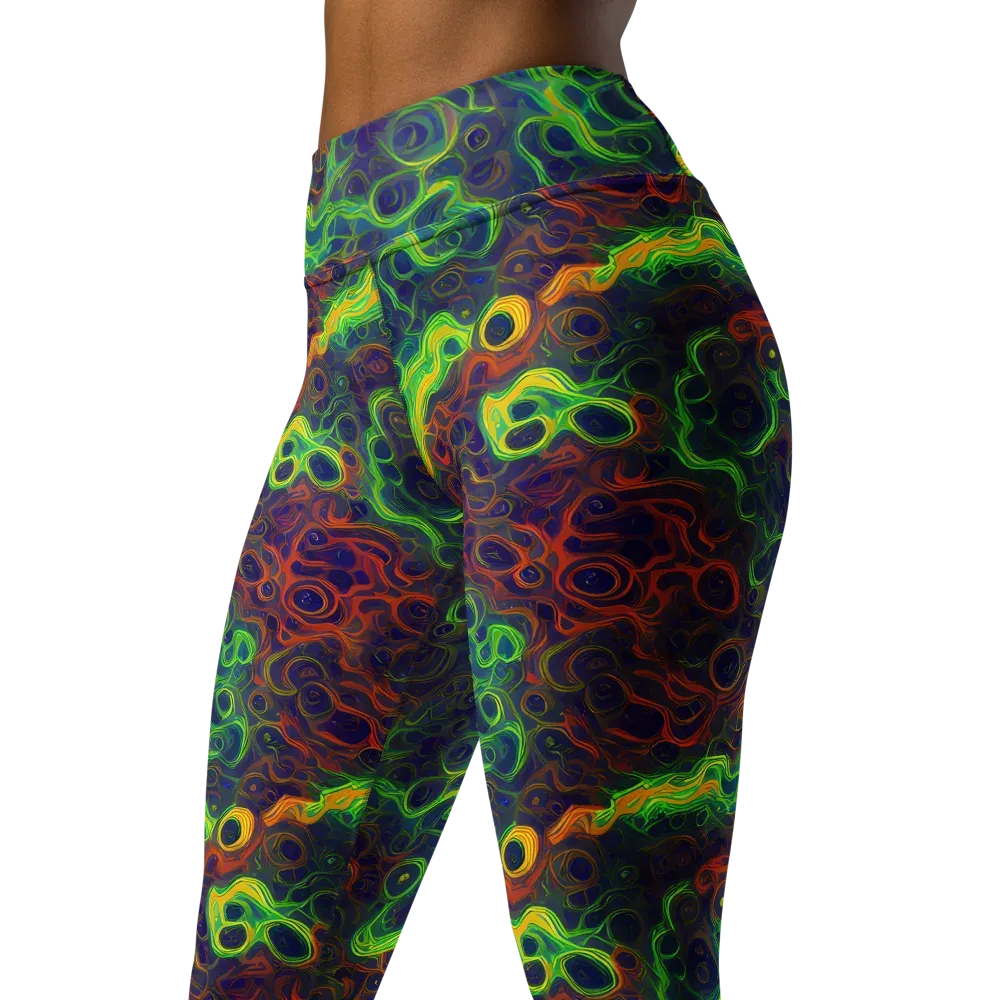 Cobalt Swirl on Yoga Leggings — Left Front