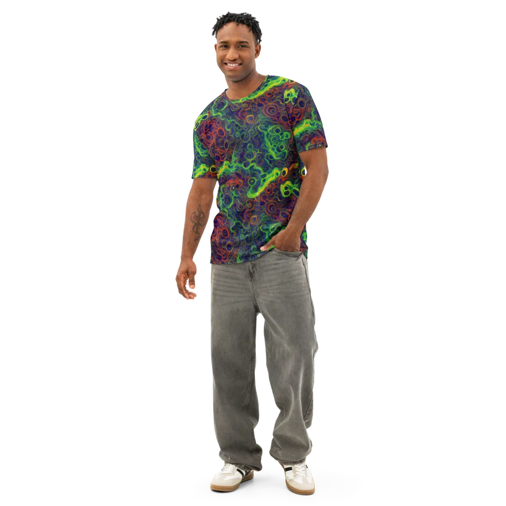 Cobalt Swirl on Men's Cotton Crew Neck T-Shirt — Front