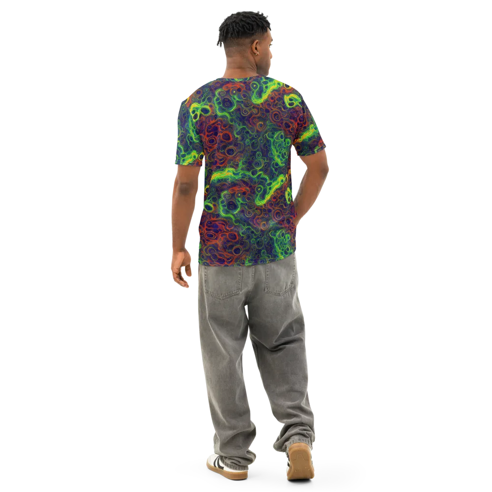 Cobalt Swirl on Men's Cotton Crew Neck T-Shirt — Back