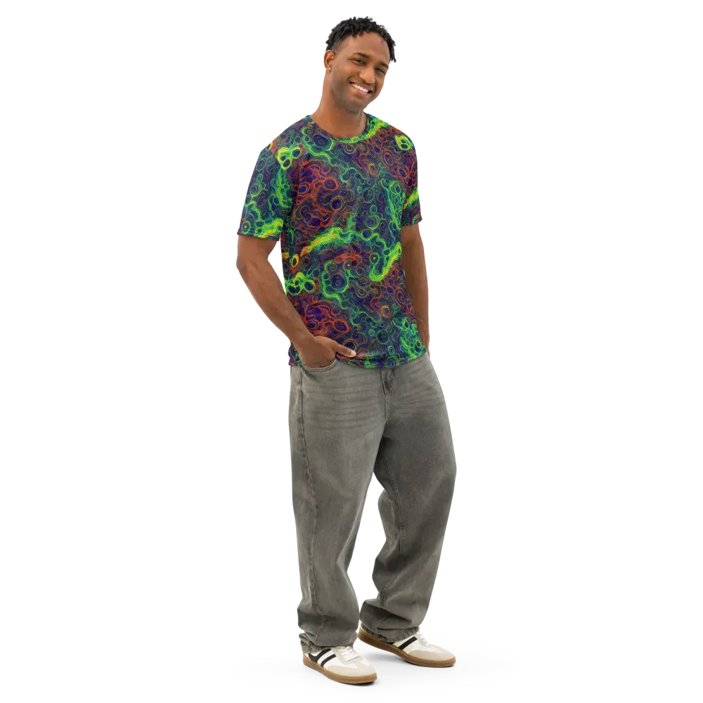 Cobalt Swirl on Men's Cotton Crew Neck T-Shirt — Right Front