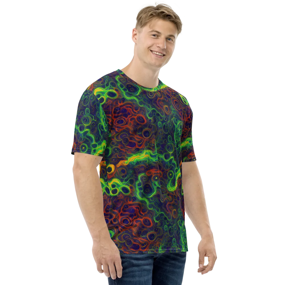 Cobalt Swirl on Men's Crew Neck T-Shirt — Right