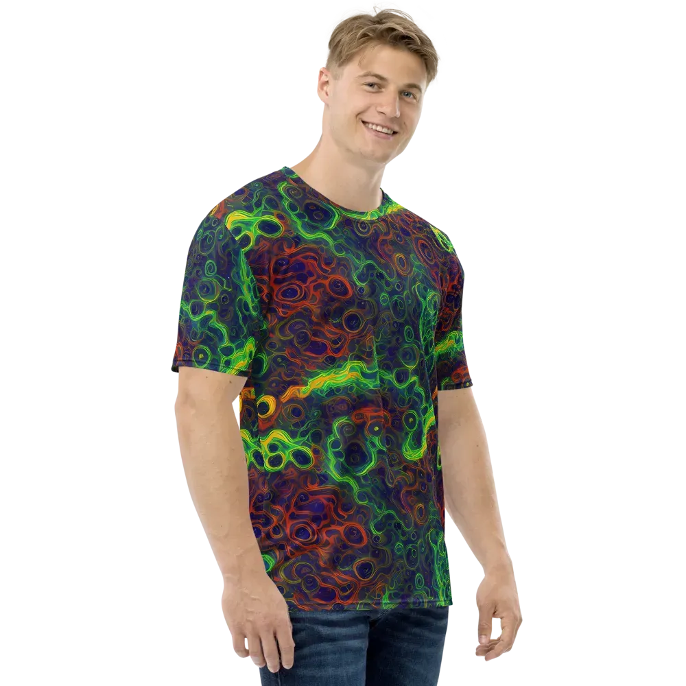 Cobalt Swirl on Men's Crew Neck T-Shirt — Right