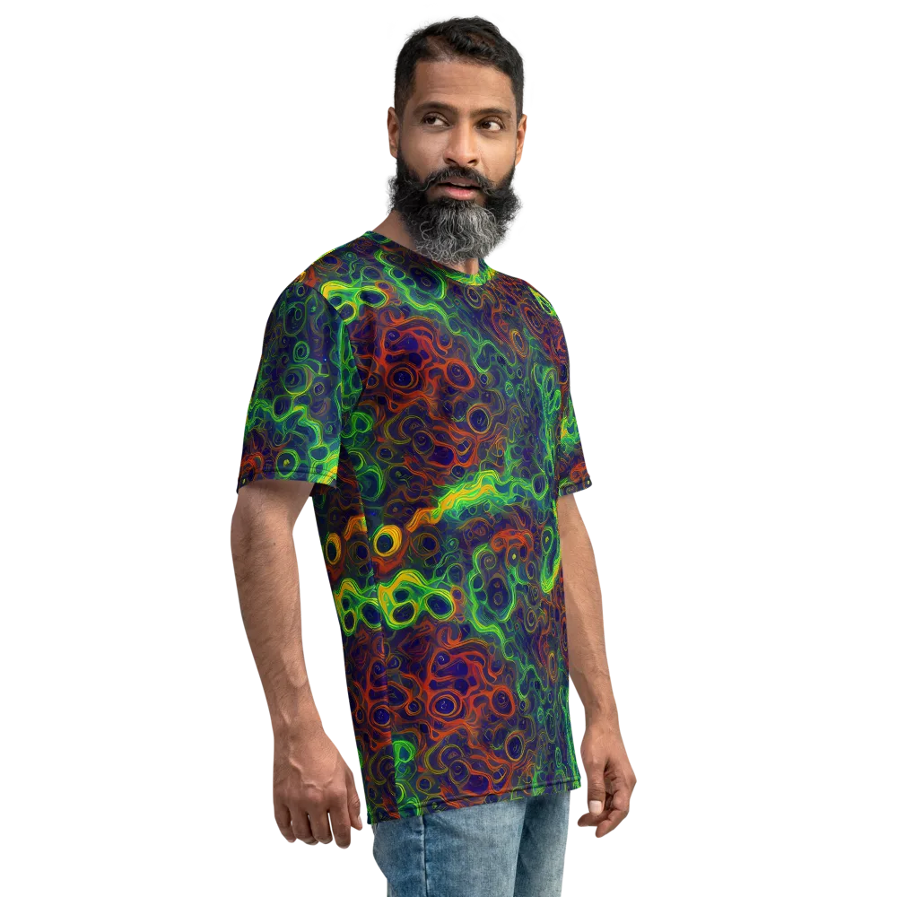 Cobalt Swirl on Men's Crew Neck T-Shirt — Right