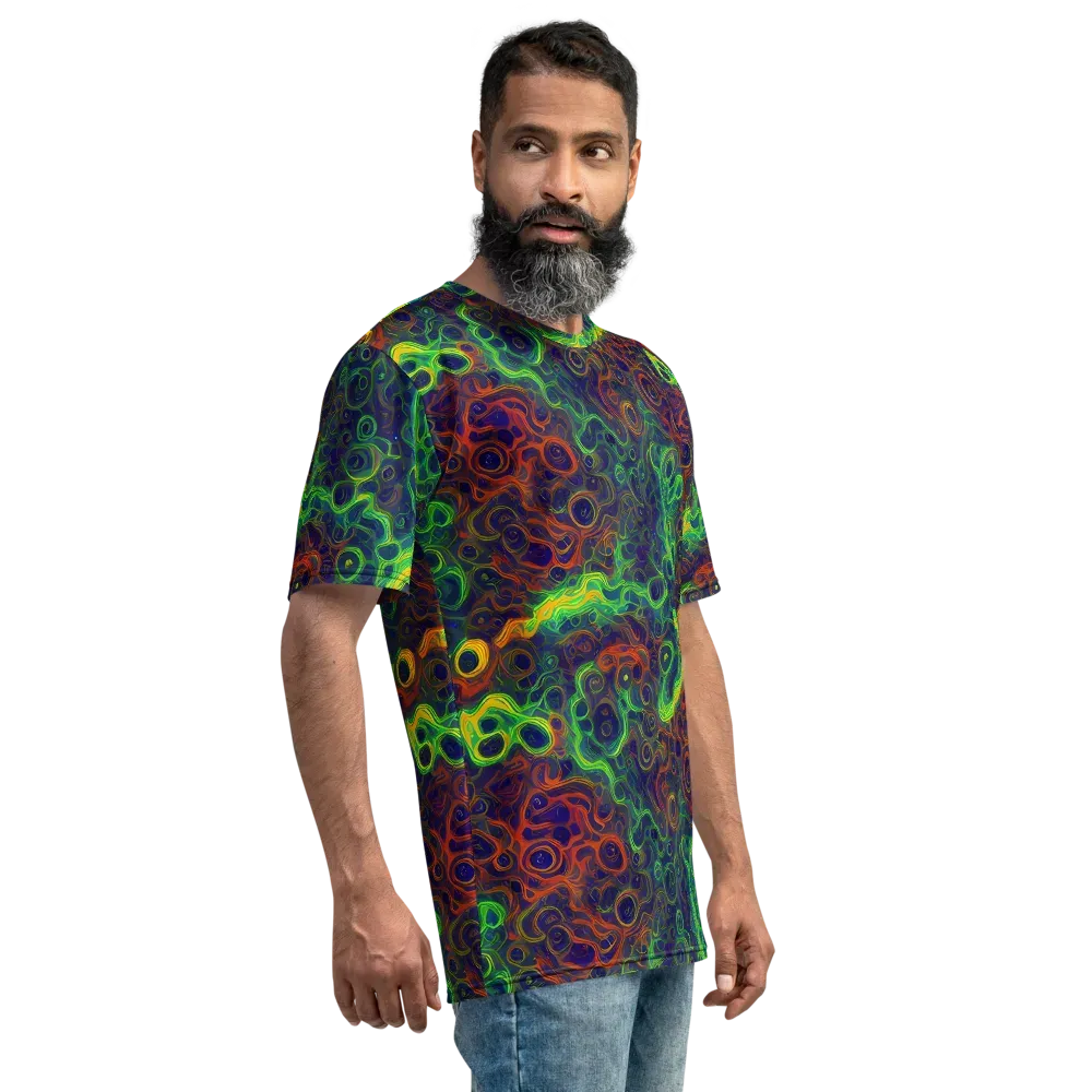Cobalt Swirl on Men's Crew Neck T-Shirt — Right