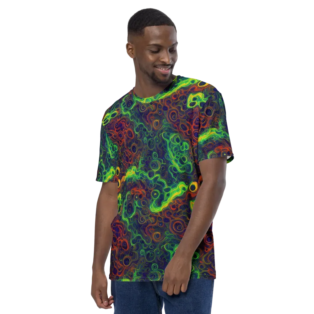 Cobalt Swirl on Men's Crew Neck T-Shirt — Left