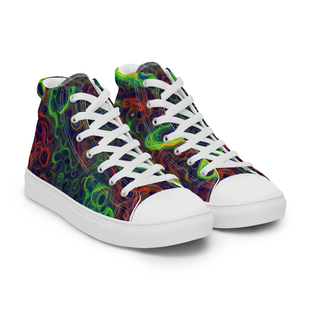 Cobalt Swirl on Men's High Top Canvas Shoes — Right Front