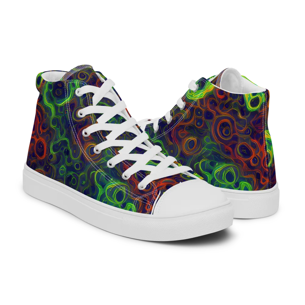 Cobalt Swirl on Men's High Top Canvas Shoes — Right