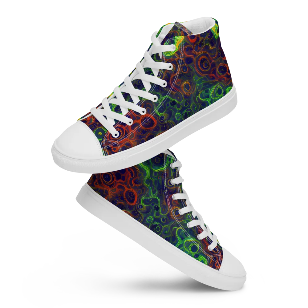Cobalt Swirl on Men's High Top Canvas Shoes — Front