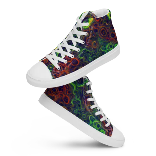 Cobalt Swirl on a Men's High Top Canvas Shoes