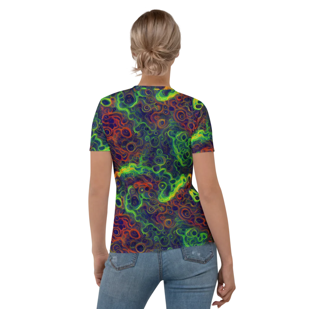 Cobalt Swirl on Women's Crew Neck T-Shirt — Back