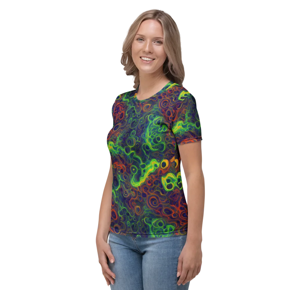Cobalt Swirl on Women's Crew Neck T-Shirt — Left