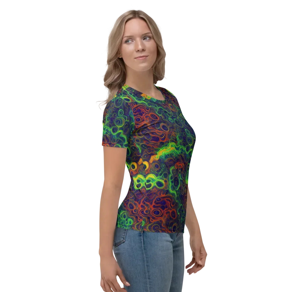 Cobalt Swirl on Women's Crew Neck T-Shirt — Right