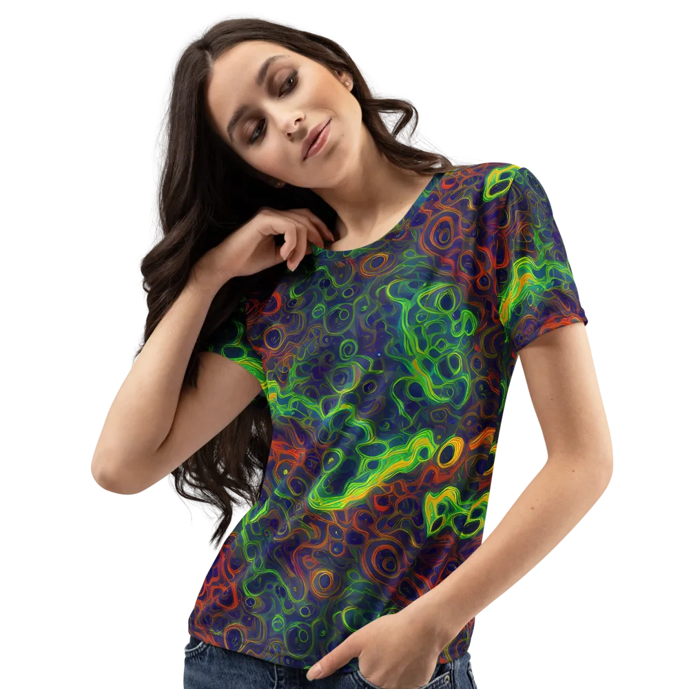 Cobalt Swirl on Women's Crew Neck T-Shirt — Left Front