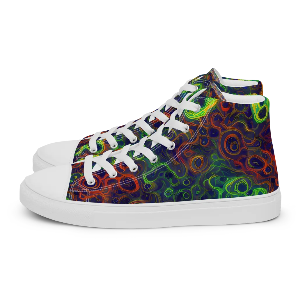 Cobalt Swirl on Women's High Top Canvas Shoes — Left