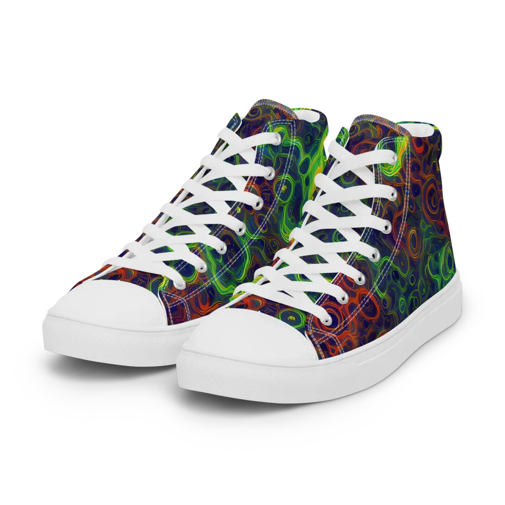 Cobalt Swirl on Women's High Top Canvas Shoes — Left Front