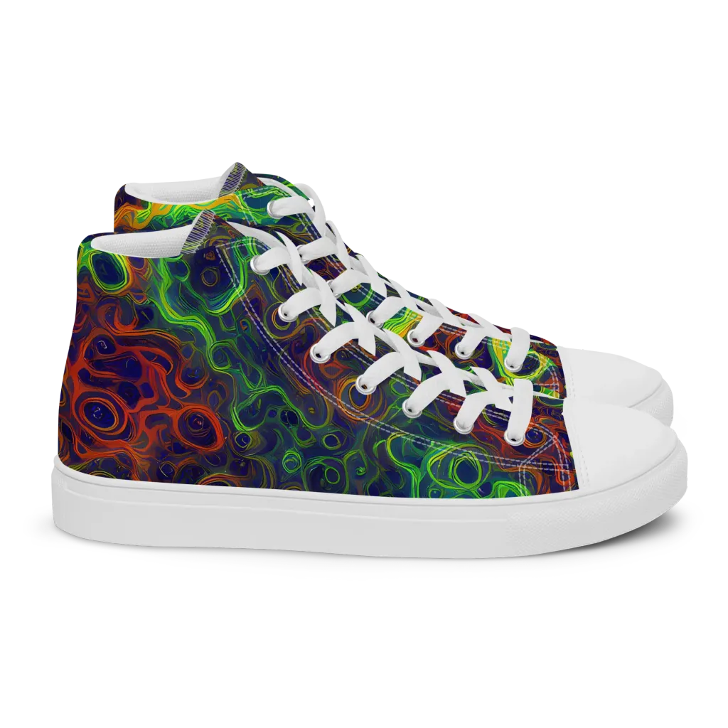 Cobalt Swirl on Women's High Top Canvas Shoes — Right