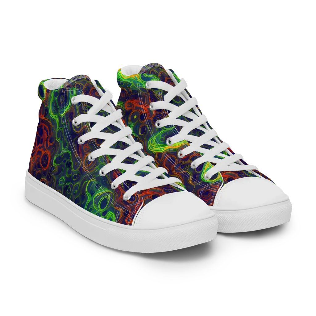 Cobalt Swirl on Women's High Top Canvas Shoes — Right Front