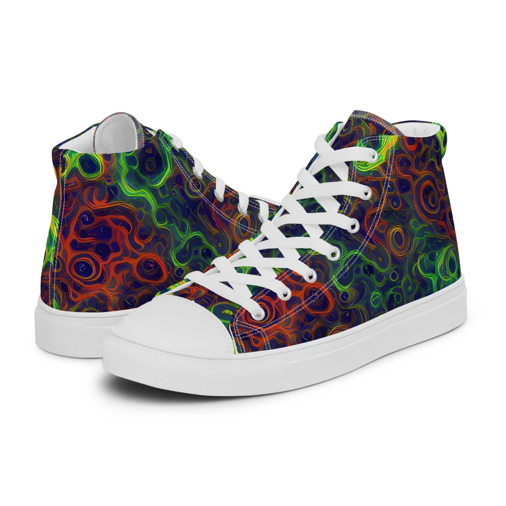 Cobalt Swirl on Women's High Top Canvas Shoes — Left
