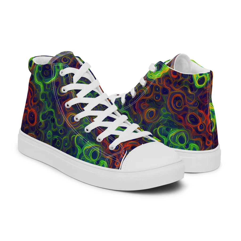 Cobalt Swirl on Women's High Top Canvas Shoes — Right