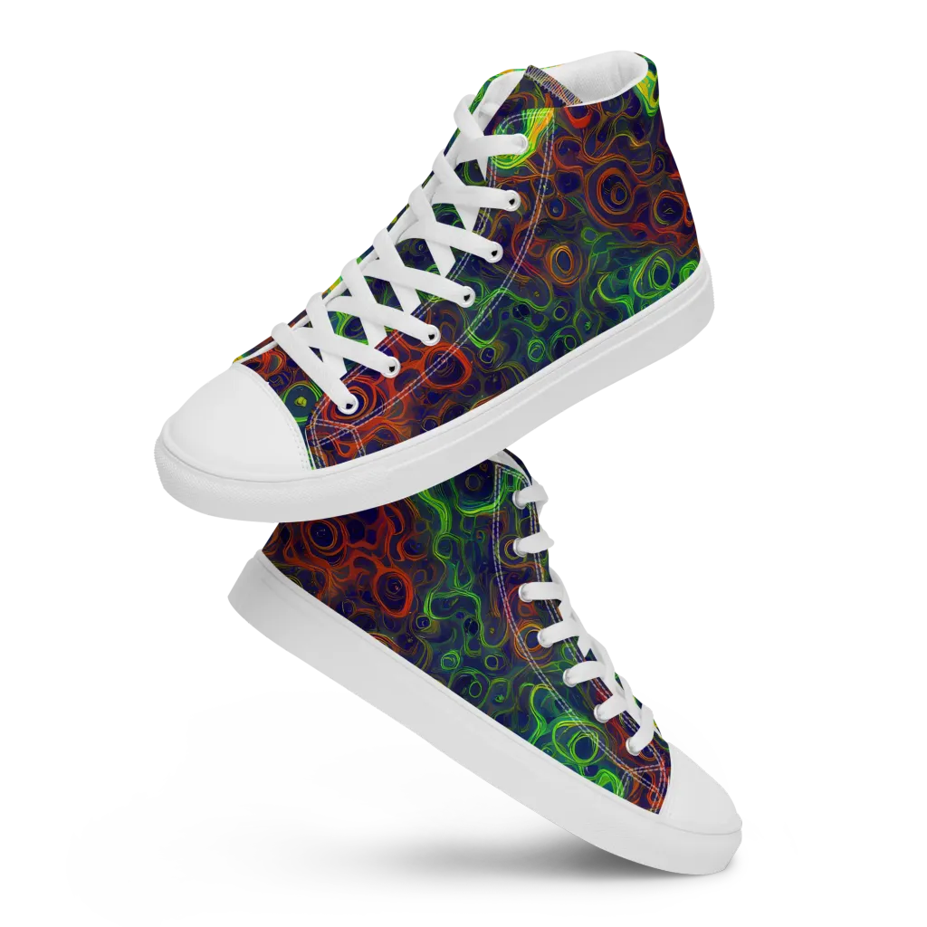 Cobalt Swirl on Women's High Top Canvas Shoes — Front