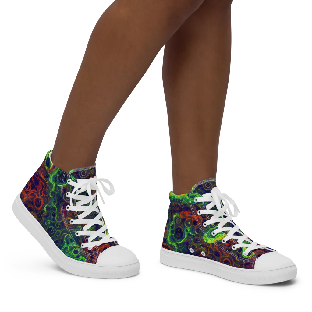 Cobalt Swirl on Women's High Top Canvas Shoes — Right