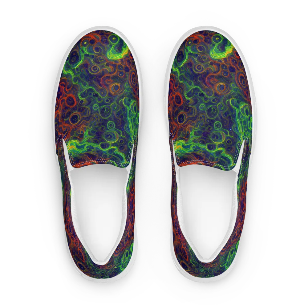 Cobalt Swirl on Men's Slip-On Canvas Shoes — Front